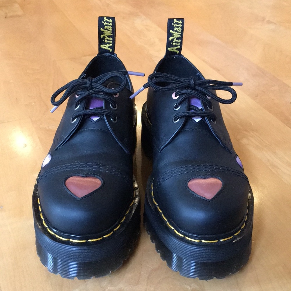 Dr. Martens 1461 Leather Heart Platform Shoes - Picture 6 of 16